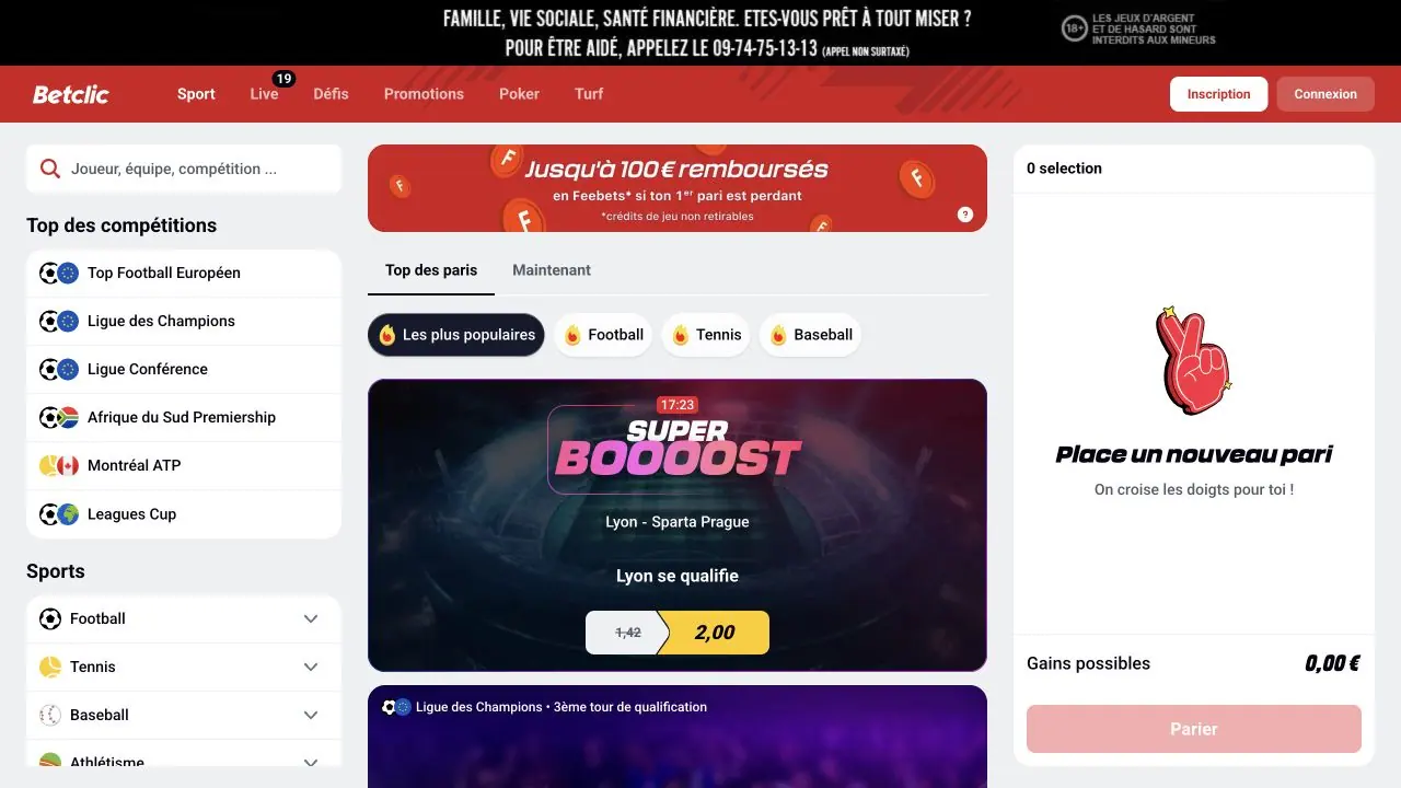 Capture desktop propre de Betclic