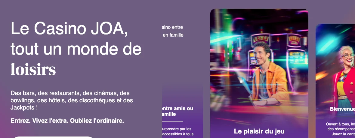 Capture d'écran du site des casinos JOA