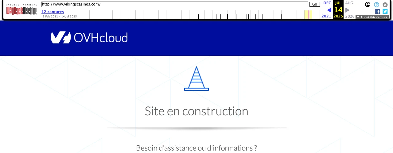 Capture d'archive du site de Vikings Casinos