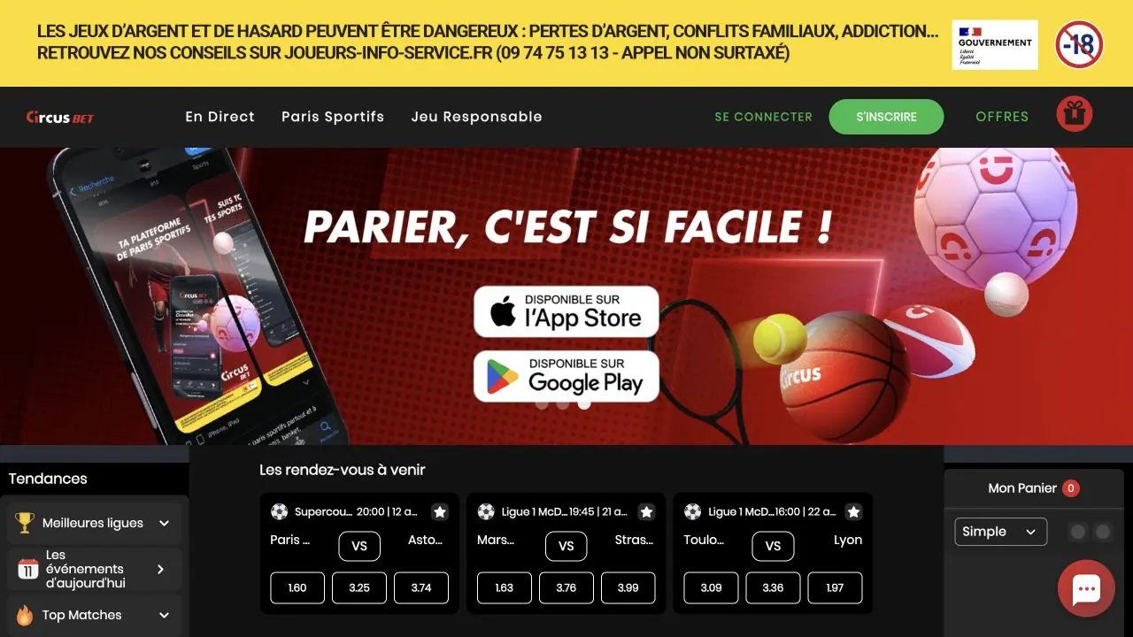 Capture desktop propre de Circusbet