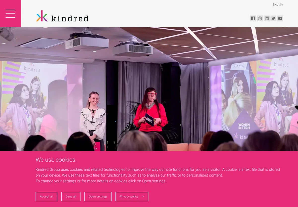 Le site de Kindred Group tel qu'il &eacute;tait avant le rachat