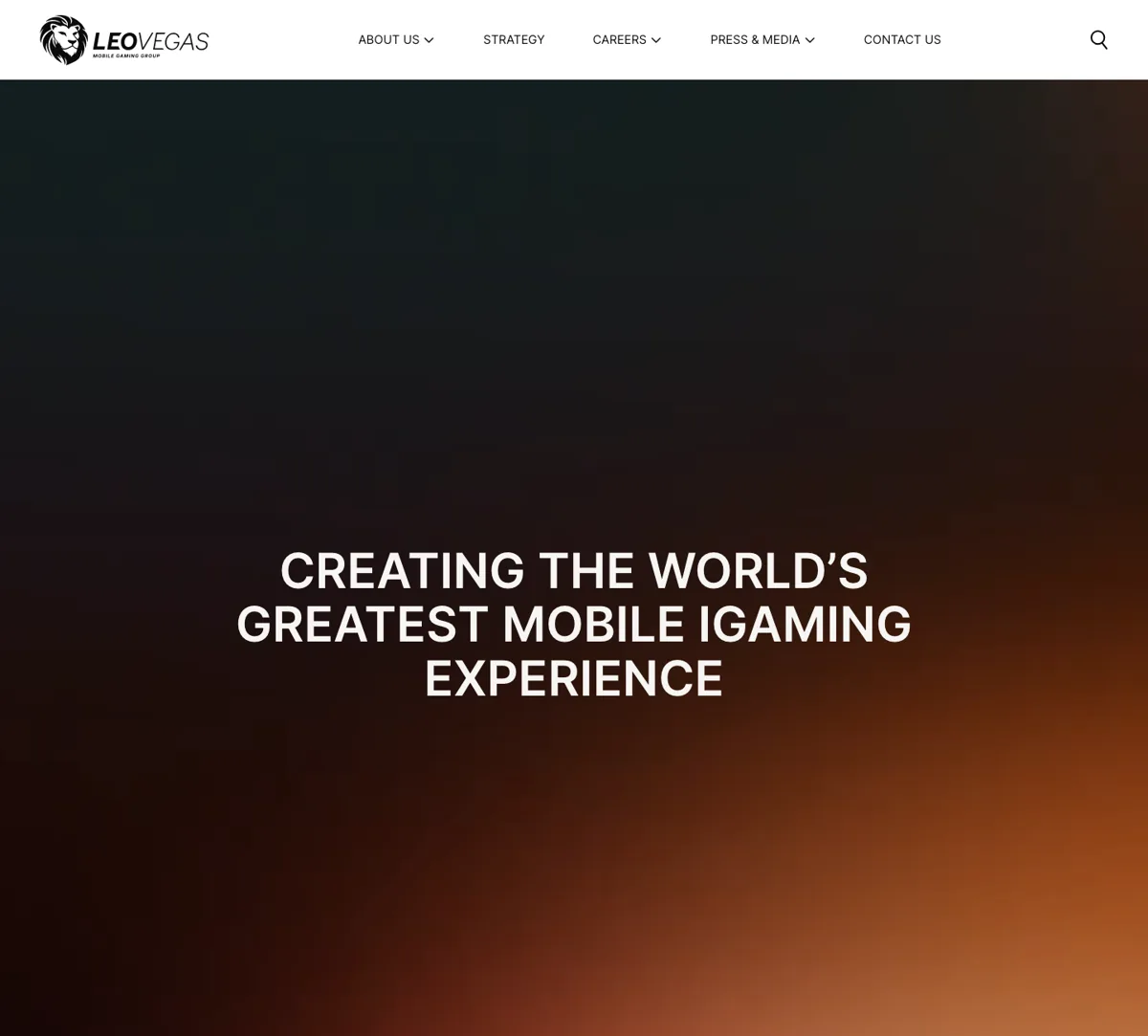 Capture d'&eacute;cran du site corporate de LeoVegas Group