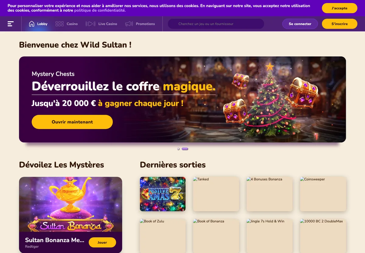 Le site de Wild Sultan en activit&eacute;